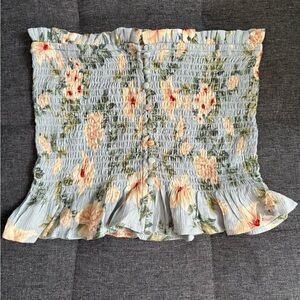 American Eagle Outfitters Blue and Orange Smocked Crop Top